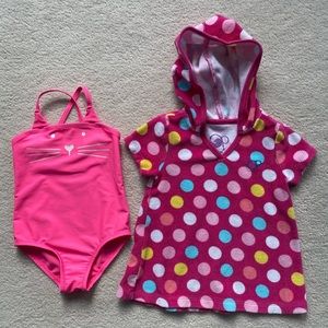 Carter’s baby girl’s size 12 months swimsuit with Ocean Pacific beach coverup